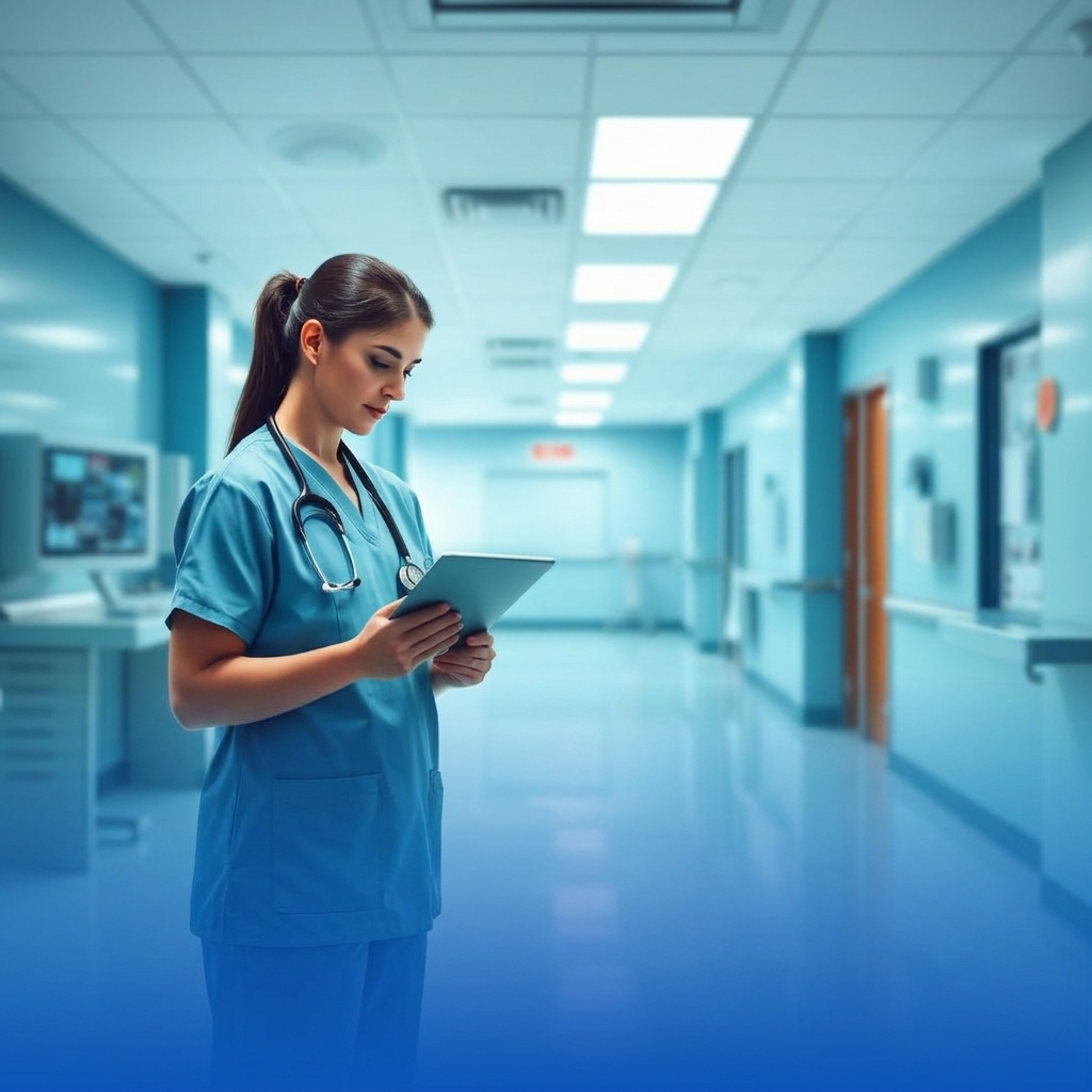 Clinician using Avidclan healthcare software on a tablet